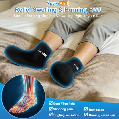 SuzziPad Cold Therapy Socks, Adjustable Ankle Ice Pack Wrap for Chemo, L | Burning Relief Reusable Foot Ice Pack Wrap for Plantar Fasciitis, Arthritis, Achilles Tendonitis, Swelling, Tired & Achy Feet - size: L