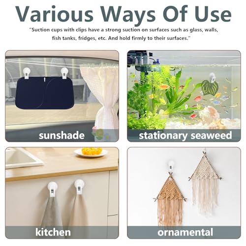 8Pcs Suction Cup Clips, Shower Curtain Clips Windproof Splash Guard, Strong Suction Cups Hooks for Glass Window Fish Tank Aquarium Plant Holder Advertising Home Office (White) - color: White