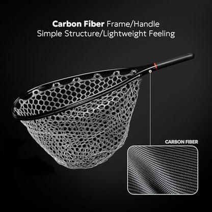 SF Fly Fishing Landing Net Soft Rubber Mesh Trout Net Catch and Release Net - style: Carbon Fiber Combo Medium