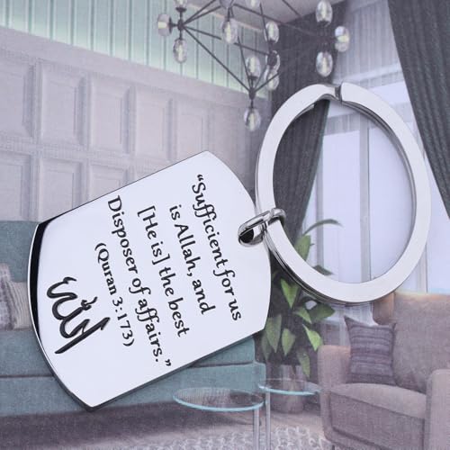 LQRI Islamic Quran Verse Keychain Sufficient for Us Is Allah The Disposer of Affairs Quran 3:173 Muslim Religious Gift