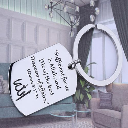 LQRI Islamic Quran Verse Keychain Sufficient for Us Is Allah The Disposer of Affairs Quran 3:173 Muslim Religious Gift