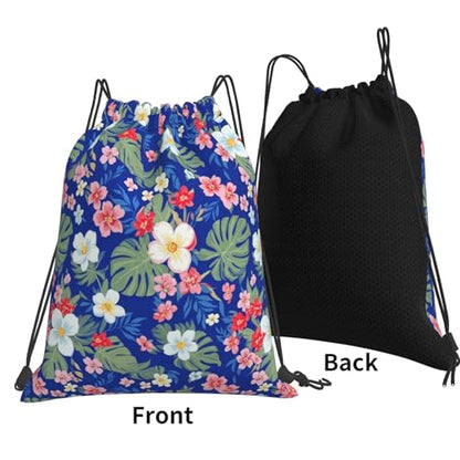Lightweight Drawstring Bag Charming Hawaii Flower, Large Capacity String Backpack for Beach Swimming Pool - color: Pattern (369)