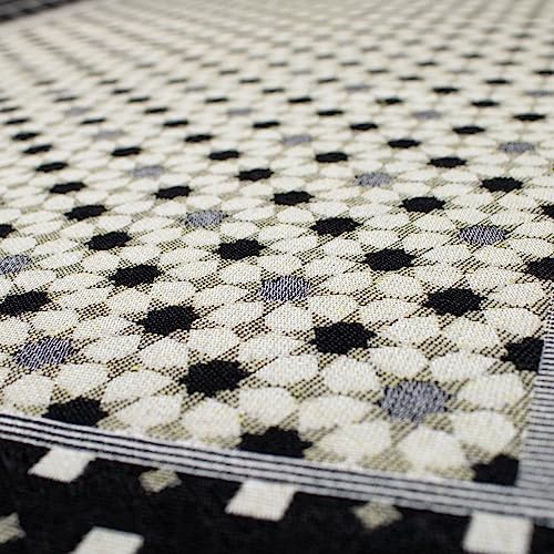 Modefa Turkish Islamic Prayer Mat Janamaz Sajjadah | Thin Woven Cotton Praying Rug Ramadan Eid Gift | Traditional Muslim Sejada for Men Women - Hira Diamond (Black) - color: Black