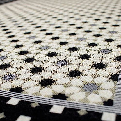 Modefa Turkish Islamic Prayer Mat Janamaz Sajjadah | Thin Woven Cotton Praying Rug Ramadan Eid Gift | Traditional Muslim Sejada for Men Women - Hira Diamond (Black) - color: Black