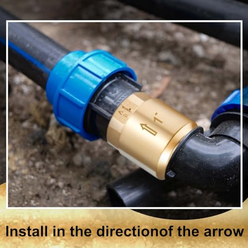 Zonon 2 Pcs 1 Inch Check Valve One Way Brass Non Return in Line Check Valve with Backflow Prevention NPT Male in FNPT out for Garden Hose Well Pumps Irrigation Systems Chemical Industry - size: 1 Inch