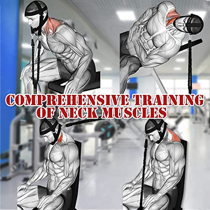 J Bryant Neck Harness Head - Weight Lifting with Resistance Tube Bands - Door Anchor Set Adjustable Neck Training Strap Exercise Equipment - color: Black-L(23"-25")