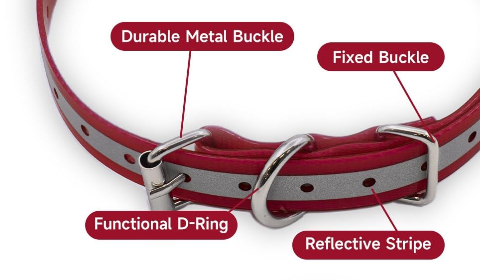 Waterproof TPU Replacement Strap for Dog Training Collar, 27.5 in - color: Red Reflect