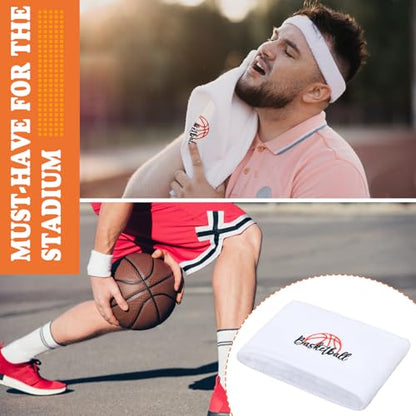 Hahafelt Basketball Towels for Sweat 13.8 x 13.8 Inch Sports Teams Gifts Sport Towels for Sweat Microfiber Hand Towel Cotton for Boys Party Favors Team Gift(White,1 Pcs)