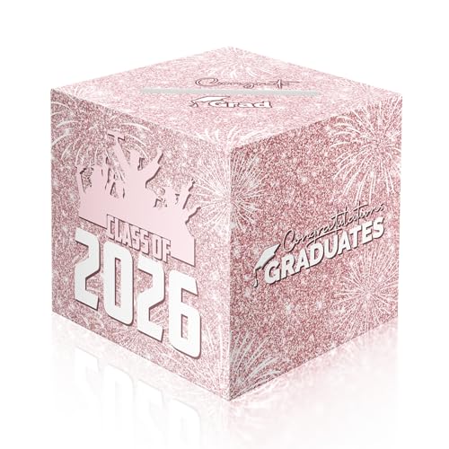 2026 Graduation Card Box Holder, Grad Congrat Decoration Box, Envelope Receiving Graduation Party Celebration Pink - color: Pink Card Box (Pack of 1)