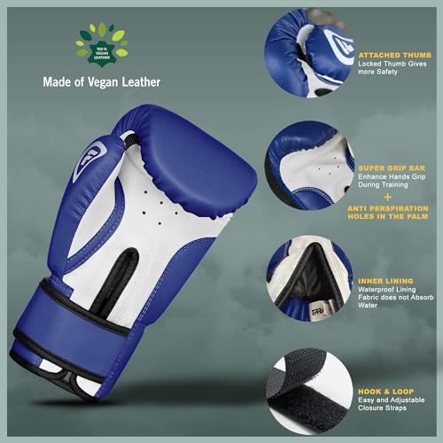 Kids Boxing Gloves for 3-10 Years 4 oz Youth Boxing Gloves Junior Punching Gloves MMA Muay Thai Boys and Girls Training Gloves - color: Blue/White