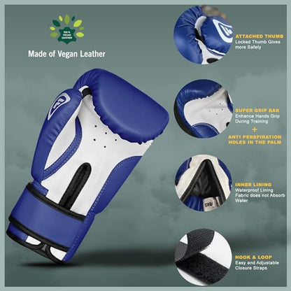 Kids Boxing Gloves for 3-10 Years 4 oz Youth Boxing Gloves Junior Punching Gloves MMA Muay Thai Boys and Girls Training Gloves - color: Blue/White