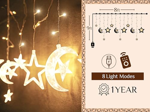 OLEEK Ramadan Lights Decorations - Ramadan Decorations for Home 2026 - Ramadan Decoration Lights - Ramadan Gifts for Kids - Ramadan Decor - Ramadan String Lights زينه رمضان - Ramadan led Lights - style: Integrated Crescent & Star