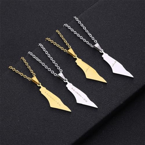Palestine Necklace Palestine Map Pendant Necklace Stainless Steel Palestine Letter Map Necklace for Women Men Arabic National Jewelry - color: 02