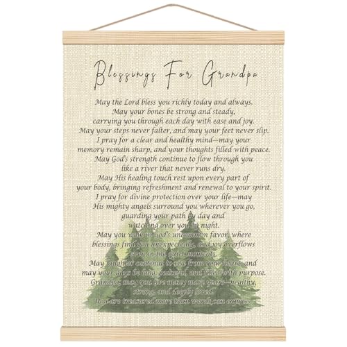 Boat Wades Christian Blessings for Grandpa Wall Art Poster Hanger Frame, Grandpa Gifts from Grandkids, Inspirational Grandfather Prayer Wall Decor for Bedroom Living Room Home, 12x16 Inch - color: Grandpa