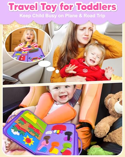 Exorany Busy Board Montessori Toys for Toddler Boy Girl Gifts Busy Book - style: Purple/P8