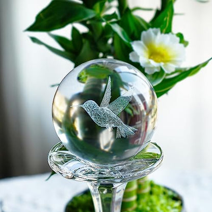 3D Hummingbird Crystal Ball with Stand Glass Paperweight Gift Decor - color: Hummingbird