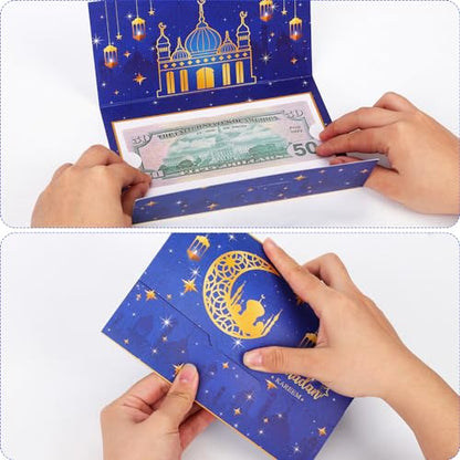 24pcs Eid Mubarak Money Envelopes, Ramadan Lucky Cash Envelope Eid Mubarak Envelopes Gift Card Money Holders for Ramadan Holiday Party Celebrations Decorations