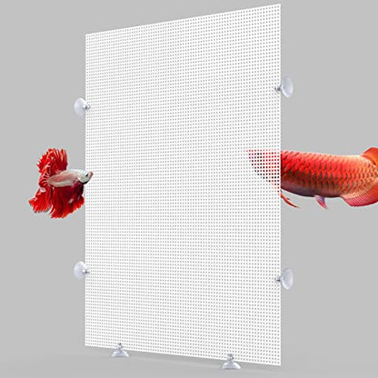 2 Pack Fish Tank Divider with Suction Cup, Aquarium Divider Plastic Cuttable Grid Plate for Juvenile Fish Separator DIY Designed Clear Easy to Bent Cut and Assemble, 13x17.3in - size: 13x17.3in