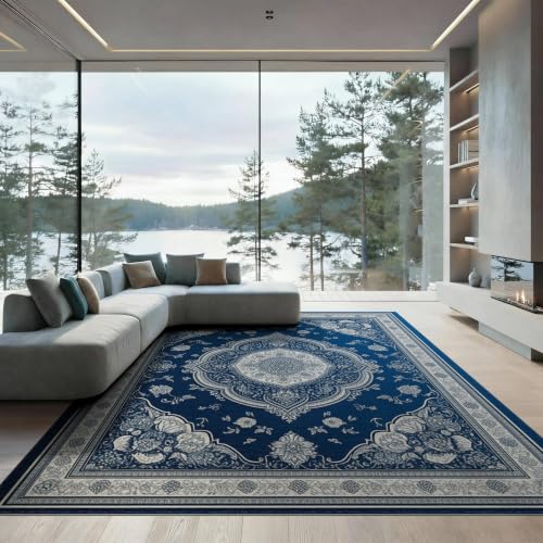 9'x12' Blue Deep Medallion Prayer Design Washable Area Rug - color: Blue/Pattern 12, size: 9' x 12' (Rectangular)