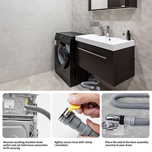 AGOOBO Washing Machine Drain Hose,10 FT Universal Washer Drain Hose Extension Kit with U-Bend Hose Holder and 2 Hose Clamps, Fits for 3/4 to 1-1/2 inch Drain Outlets