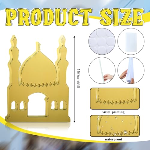 Thyle 5 ft Arabian Mosques Stand-up Cardboard Cutout Life Size Ramadan Eid Mosque Decoration Islam Muslim Backdrop Photo Prop for Muslim Interactive Praying Quran Book Pray and Islam Teach Gift - style: Arabian Mosques
