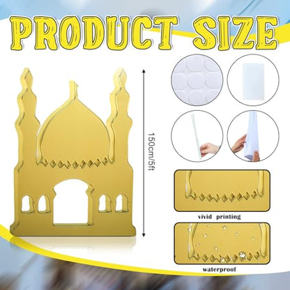 Thyle 5 ft Arabian Mosques Stand-up Cardboard Cutout Life Size Ramadan Eid Mosque Decoration Islam Muslim Backdrop Photo Prop for Muslim Interactive Praying Quran Book Pray and Islam Teach Gift - style: Arabian Mosques