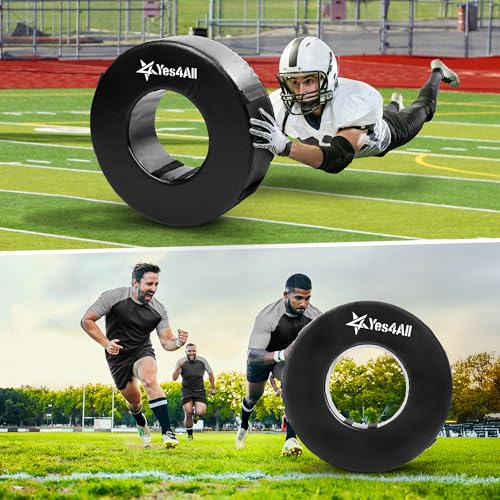 Yes4All Tackling Dummies for Youngth Football, 11lbs /20lbs Leather Block and Tackle Dummies for Contact Drills, Martial Arts - color: B.Black - Tackle Wheel Ring Football