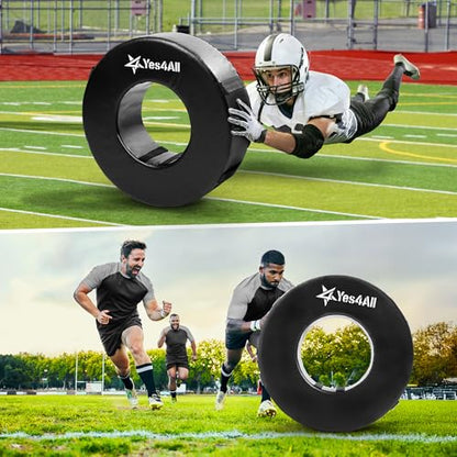 Yes4All Tackling Dummies for Youngth Football, 11lbs /20lbs Leather Block and Tackle Dummies for Contact Drills, Martial Arts - color: B.Black - Tackle Wheel Ring Football