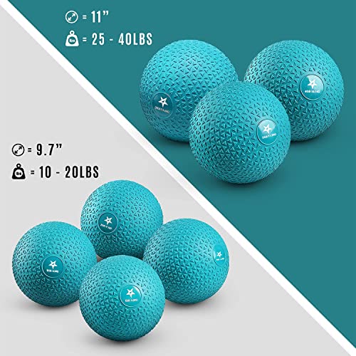 Yes4All Slam Balls, 10-40lb Weighted Ball Weight, Durable PVC Sand Filled Workout Dynamic Slam Ball for Strength Training, Triangle, Teal, 10lbs - color: Trendy teal, style: A. 10lbs