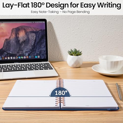 CICPAP Lined Spiral Journal Notebook, A5 College Ruled Notebook for Journaling, Note-Taking, and Daily Planning, Durable Hardcover with an Elegant Design, Navy - color: G.Navy