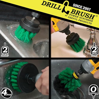 Cast Iron Skillet - Cleaning Supplies - Drill Brush Kitchen Cleaning Kit | Crock Pot Scrubber - Cutting Board, Stove, Sink, Counter-Top, Baseboard, Trash Can, Tile and Flooring - Grout Cleaner - color: Green