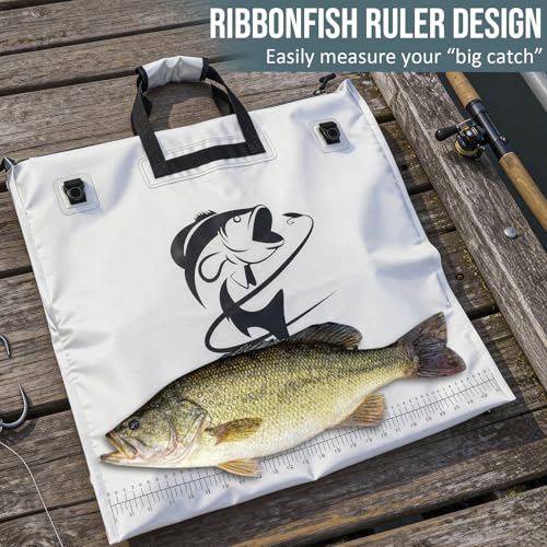 THKFISH Fish Tournament Weigh in Bag for Bass Fishing with Leakproof Zipper | Heavy Duty Live Fish Bags for Caught Fish with Waterproof Zipper and Mesh Liner,Puncture Resistant - color: White-25×23in with Net