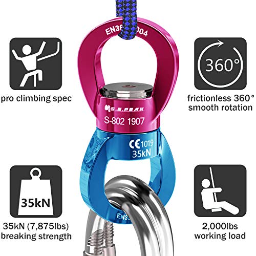 PROND Swing Swivel 35kN Safest Rotational Device, Swing Spinner, Carabiner Swivel, Climbing Rope Swivels for Children’s Web Tree Swing Setting, Aerial Dance, Hanging Hammock - color: Blue Red