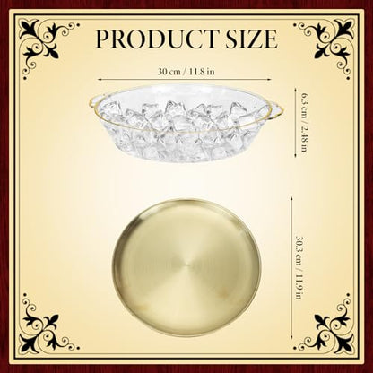 3 Set 11.8" Chilled Serving Tray with Compartments, Ice Chilled Party Platter Charcuterie Serving Board for Fruit Seafood Vegetable Appetizer Shrimp Cocktail Travel Cookout