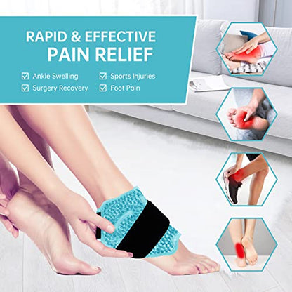 Ankle/Sport Foot Ice Therapy Wrap,Hot Cold Ice Gel Pack with Adjustable Brace for Sprained Ankles, Plantar Fasciitis, Achilles,tendonitis, and Swelling Feet,Microwaveable, Freezable and Reusable | with Adjustable Strap for Sprained Ankles, Plantar Fasciit