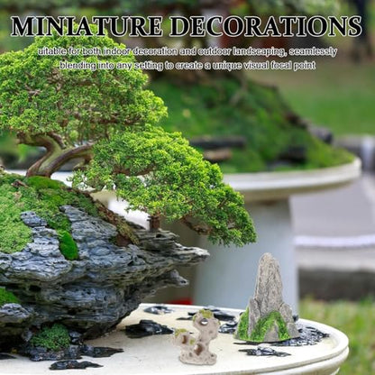 Veemoon 14 Pcs Miniature Rockery Ornaments, 1.69 Inch Grey Resin Stone, Fish Tank Aquarium Fairy Garden Bonsai Terrarium Landscape Decor