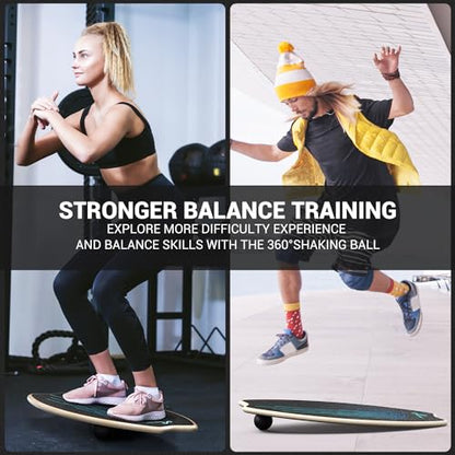 Sportneer Balance Board - 7 Modes Wobble Board with Adjustable Stoppers - Exercise Balancing Stability Trainer for Improve Balance, Surf Trainer & Physical Therapy - Roller and 2.8'' Ball Included - color: Blue
