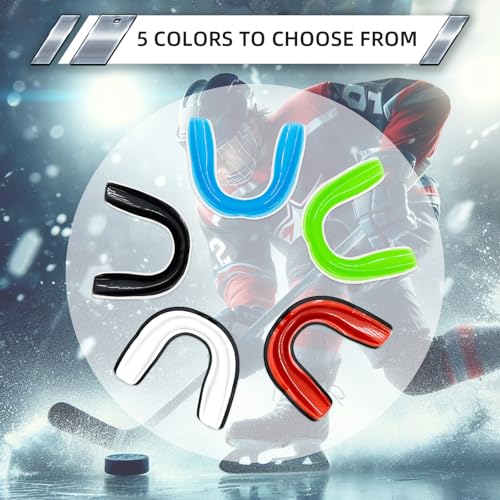 LPONJAR Moldable Sports Mouth Guard for Toddler Kids Youth, 5 Pack | Mouthguard with Case for Boys & Girls, Ideal for Football Lacrosse Hockey Basketball Boxing Taekwondo MMA Karate, Non-Braces - size: Medium (7-14 Year old)
