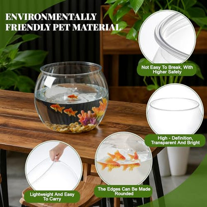 1.5 Gallon Plastic Fish Tank Large Bowl Shatterproof with Crystal Clear Clarity for Terrarium, Flower Vase Centerpiece Gift for Fish Lovers (Round) - size: 1.5 Gallon, style: Round