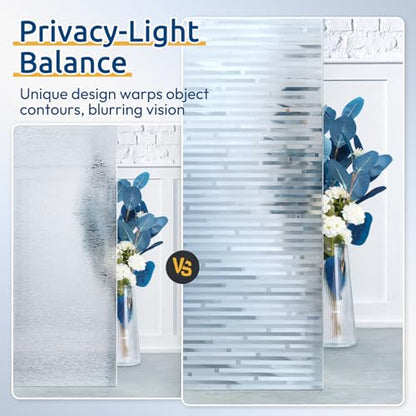 rabbitgoo Window Privacy Film, Frosted Glass Window Film, 23.6" x 118.1" - color: Striped, size: 23.6" x 118.1"
