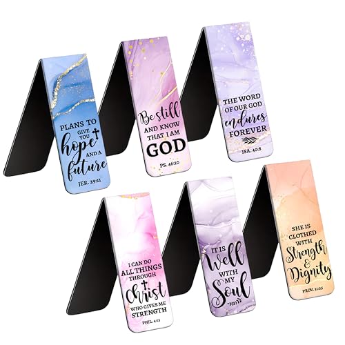 6 Pieces Bookmark, Bible Verse Magnetic Bookmarks for Women Men Book Lovers, Pastel Design Religious Scripture Book Accessories Bookmaker, Christian Gifts for Reading Lovers 1 - color: Multicolored 1251