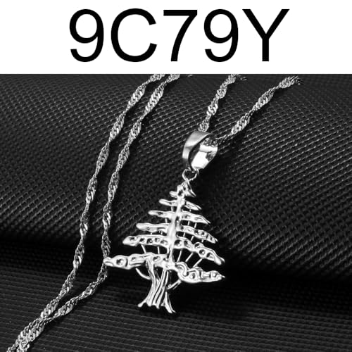 Liban Pendants Necklaces Lebanese Cedar Jewelry Lebanon Map Eastern Rite Church Maronite Cross Allah Symbol - color: Silver Color 4