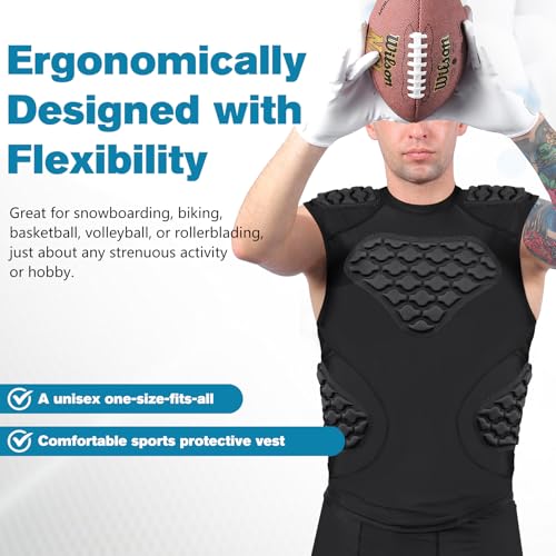 DGXINJUN Men's Football Rib Protector Chest Padded Shirt for Aldult Football Rugby Softball Baseball Heart Sternum Guard - size: XX-Large