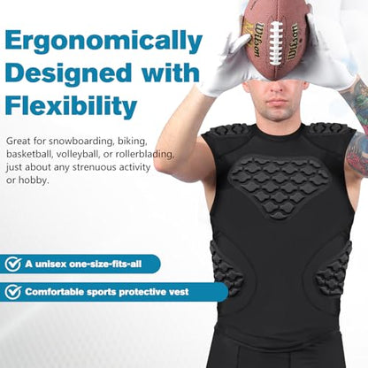 DGXINJUN Men's Football Rib Protector Chest Padded Shirt for Aldult Football Rugby Softball Baseball Heart Sternum Guard - size: XX-Large