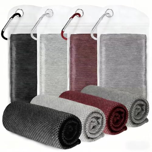 Cooling Towels 4 Pack 40"x12" Soft Gym Towels for Men Women, Sweat Towels for Workout Hot Yoga & Outdoor Hiking-Black Grey Red - color: Grey/Black/Brown-red/Dark Grey