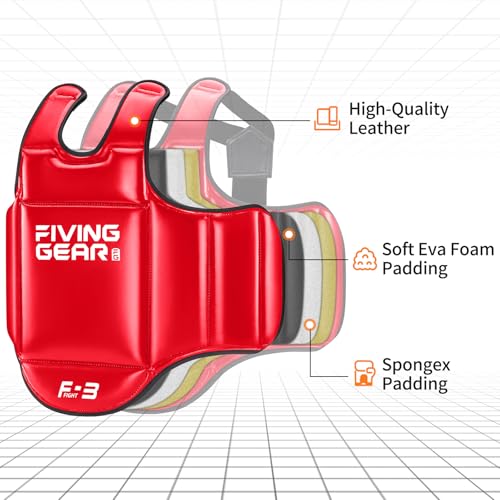 Boxing Body Protector Reversible, MMA Muay Thai Chest Guard, Sparring Training Heavy Punching Shield, Martial Arts Upper Belly Protection Pad, Taekwondo Vest - size: Small