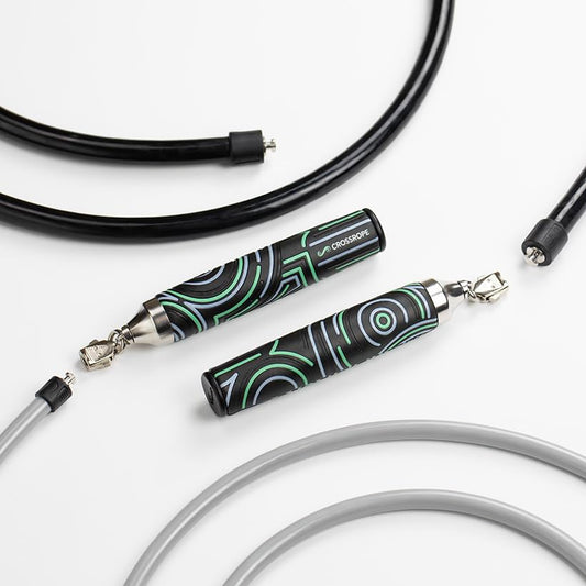 Crossrope Get Strong Weighted Jump Rope Set for Strength | Power Handles with 1 and 2 lb weighted ropes to build power and endurance. Designed for full-body, strength-focused workouts. - size: S - (5' 1" - 5' 5" User Height)