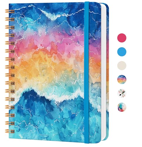 CICPAP Lined Spiral Journal Notebook, A5 College Ruled Notebook for Journaling, Note-Taking, and Daily Planning, Durable Hardcover with an Elegant Design, Marble - color: L-Marble