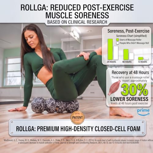 Rollga - High Density Foam Roller for Exercise & Back Pain, 18 inches | Patented Grooves Protect Spine & Bone, Bumps Reach Deeper, Design Mimics Hands-On Massage, Increase Flexibility 22% - color: Purple