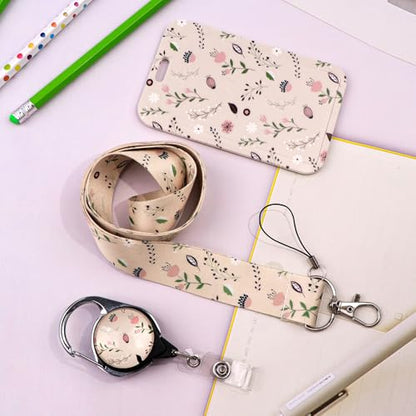 Lanyard with ID Badge Holder Retractable Badge Clip Cute Lanyards for ID Badges Keychain for Key Card Women Girls School Teacher Nurse Work - color: Flower